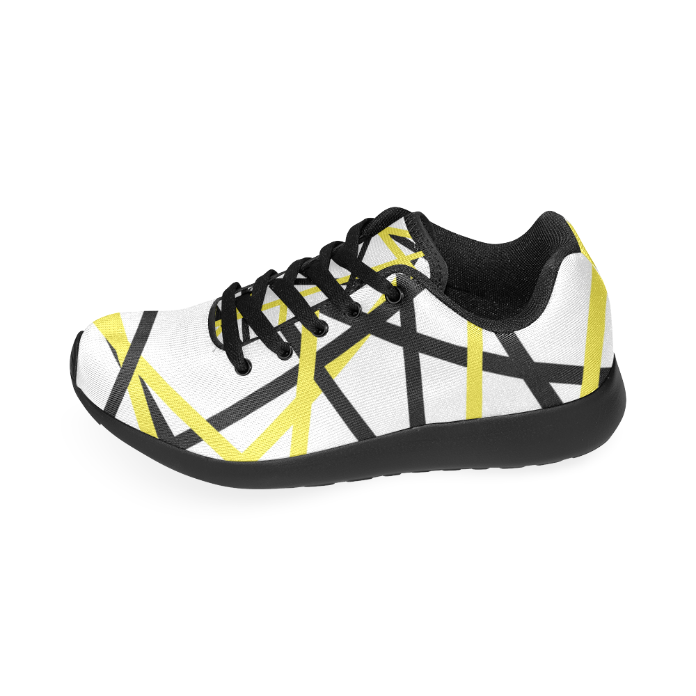 Black and yellow stripes Women’s Running Shoes (Model 020)