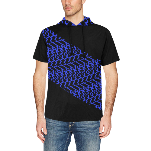 NUMBERS Collection 1234567 Royal Flag All Over Print Short Sleeve Hoodie for Men (Model H32)