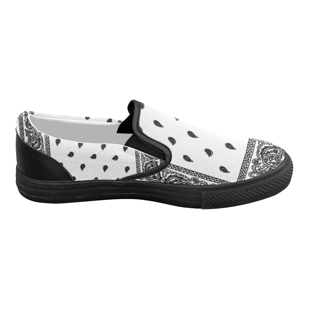 White Bandana Women's Slip-on Canvas Shoes (Model 019)