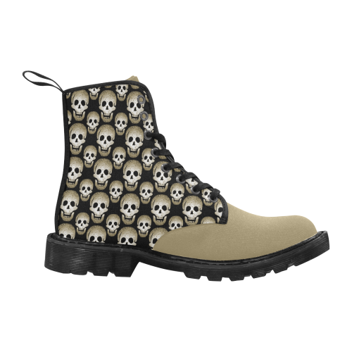 Stone and Skull Halloween Cheeky Witch Martin Boots for Women (Black) (Model 1203H)