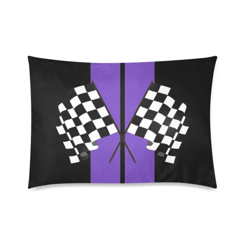 Race Car Stripe, Checkered Flag, Black and Purple Custom Zippered Pillow Case 20"x30"(Twin Sides)
