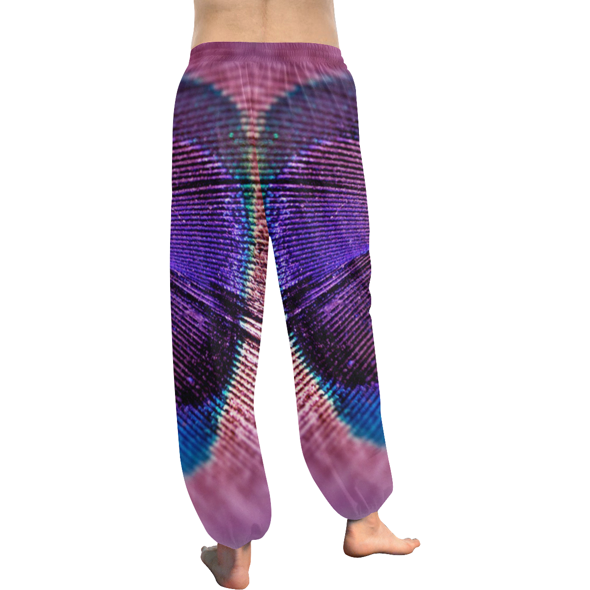 Purple Peacock Feather Women's All Over Print Harem Pants (Model L18)