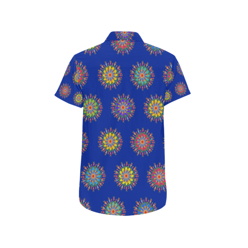 Circles Royal blue Men's All Over Print Short Sleeve Shirt/Large Size (Model T53)