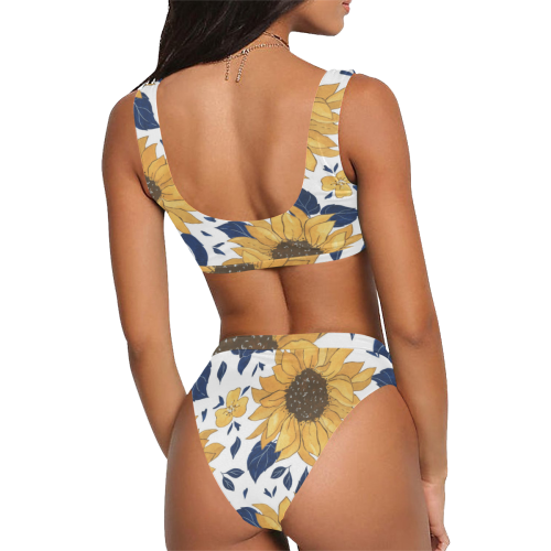 Sunflowers Sport Top High Waisted Bikini Swimsuit Sport Top & High-Waisted Bikini Swimsuit (Model S07)