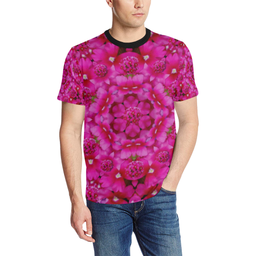 flower suprise to love and enjoy Men's All Over Print T-Shirt (Solid Color Neck) (Model T63)