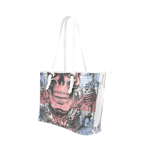 British flag with skull and bones Leather Tote Bag/Large (Model 1651)