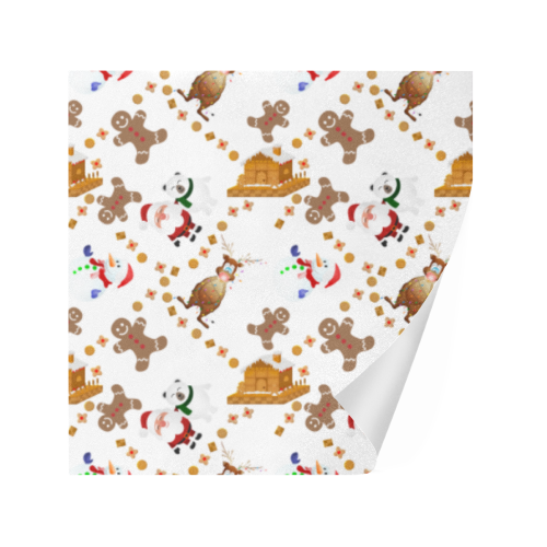 Christmas Gingerbread Snowman and Santa Claus Gift Wrapping Paper 58"x 23" (1 Roll)