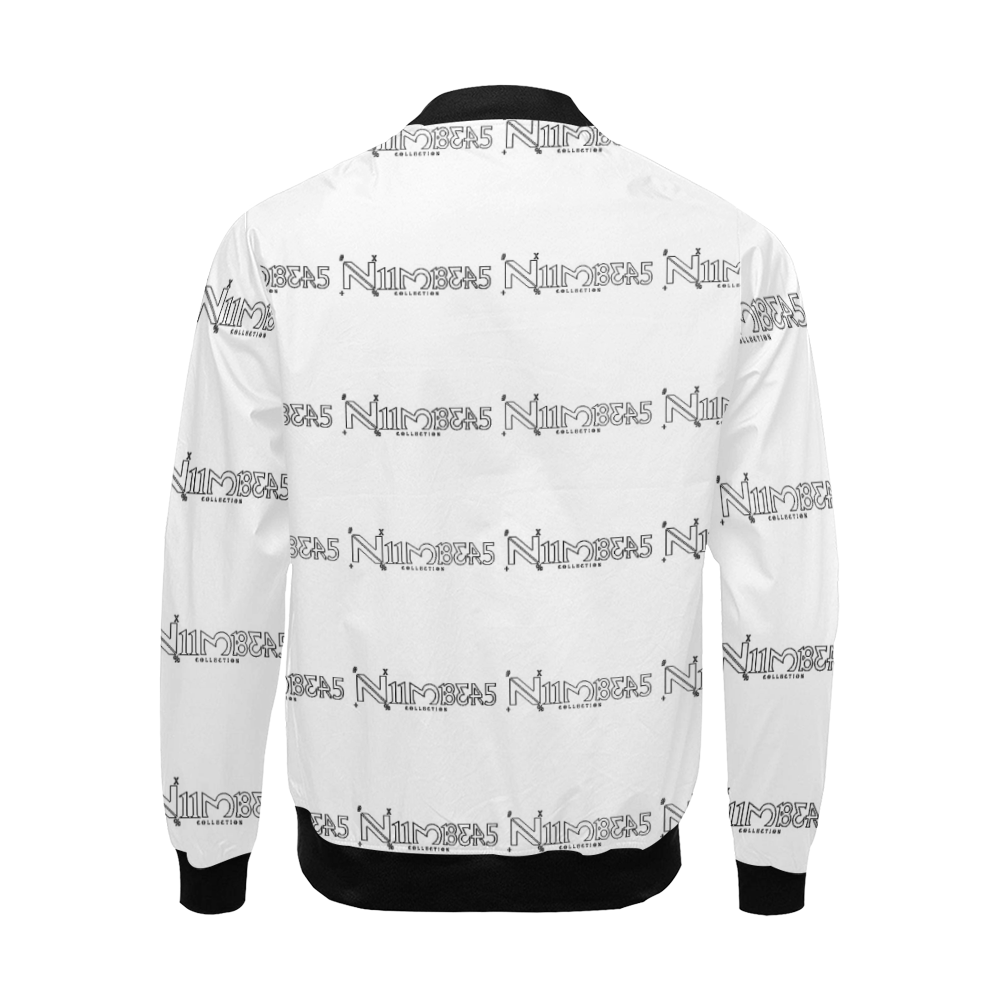NUMBERS Collection all Over White/Black All Over Print Bomber Jacket for Men (Model H19)
