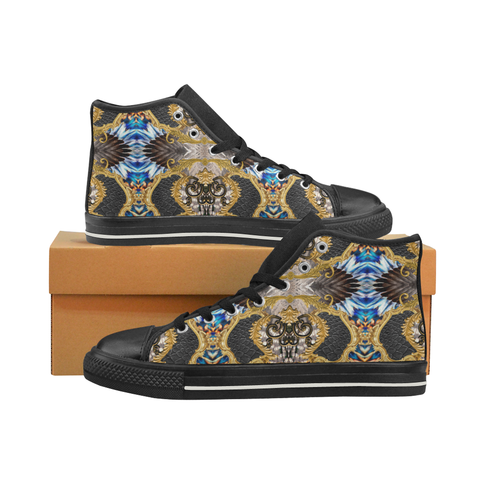 Luxury Abstract Design High Top Canvas Shoes for Kid (Model 017)