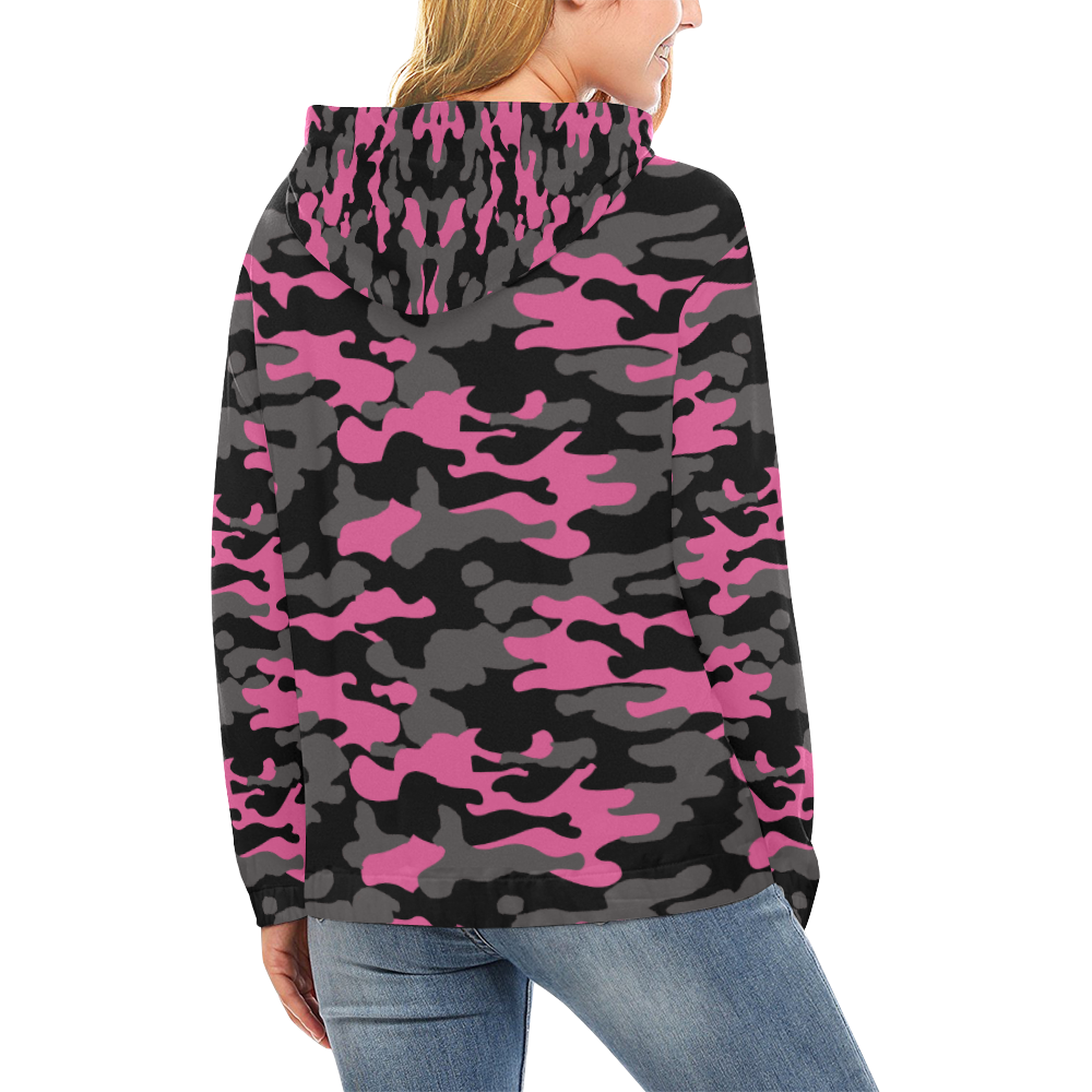 TNT Pink Camo All Over Print Hoodie for Women (USA Size) (Model H13)