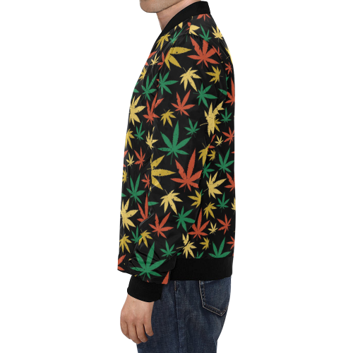 Cannabis Pattern All Over Print Bomber Jacket for Men (Model H19)