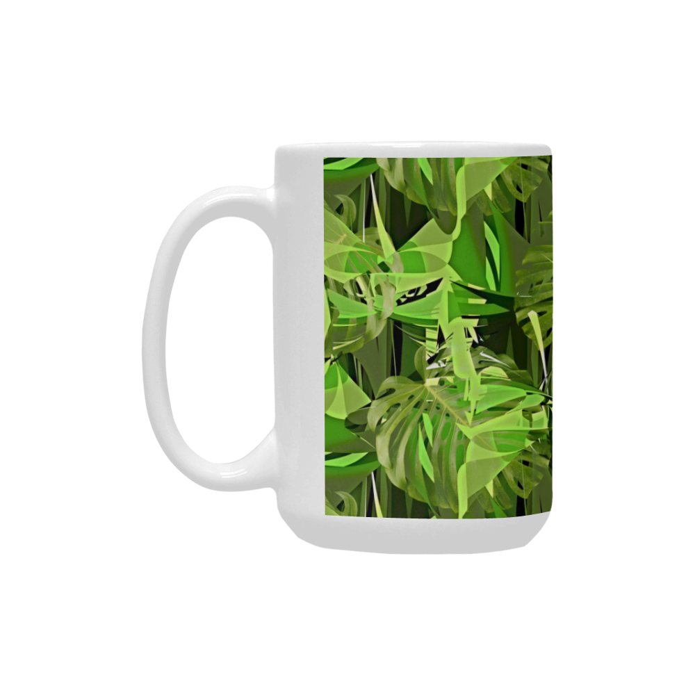 Tropical Jungle Leaves Camouflage Custom Ceramic Mug (15OZ)