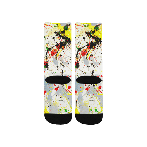 Yellow & Black Paint Splatter Custom Socks for Kids