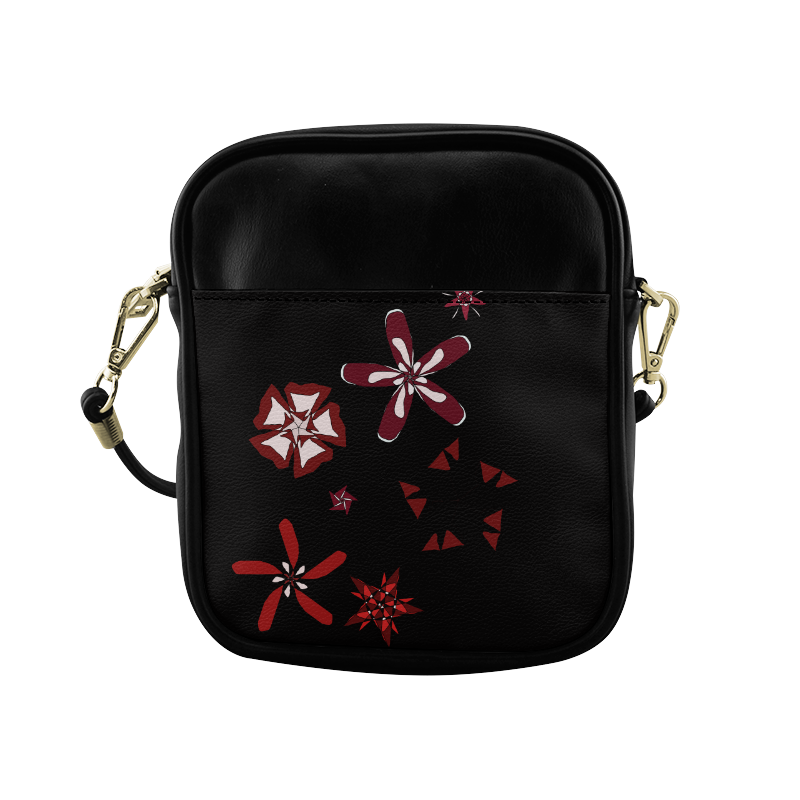 Black, red and white Abstract #17 Sling Bag (Model 1627)