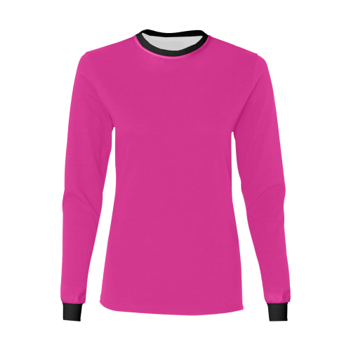 color Barbie pink Women's All Over Print Long Sleeve T-shirt (Model T51)
