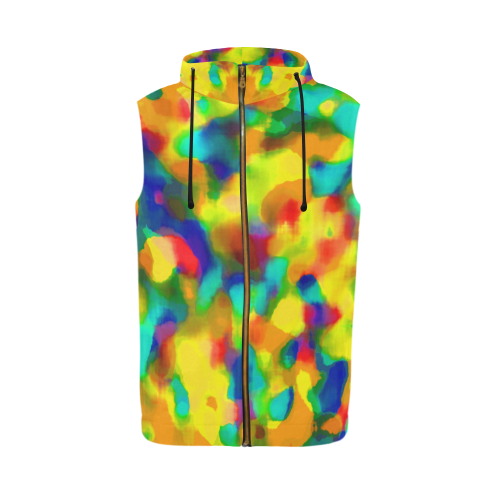 Colorful watercolors texture All Over Print Sleeveless Zip Up Hoodie for Men (Model H16)