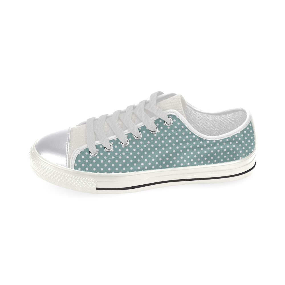 Silver blue polka dots Women's Classic Canvas Shoes (Model 018)