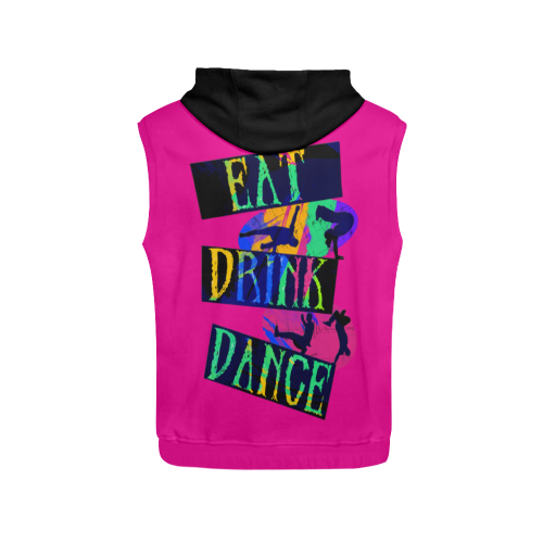 Break Dancing Colorful / Pink / Black All Over Print Sleeveless Hoodie for Men (Model H15)