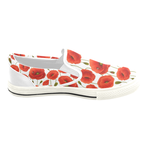 Poppy Pattern Women's Slip-on Canvas Shoes/Large Size (Model 019)