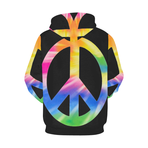 Color Peace Sign Reverse Flash Rave Techno All Over Print Hoodie for Men/Large Size (USA Size) (Model H13)