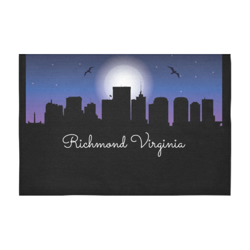 Richmond Virginia Night Skyline Cotton Linen Tablecloth 60" x 90"
