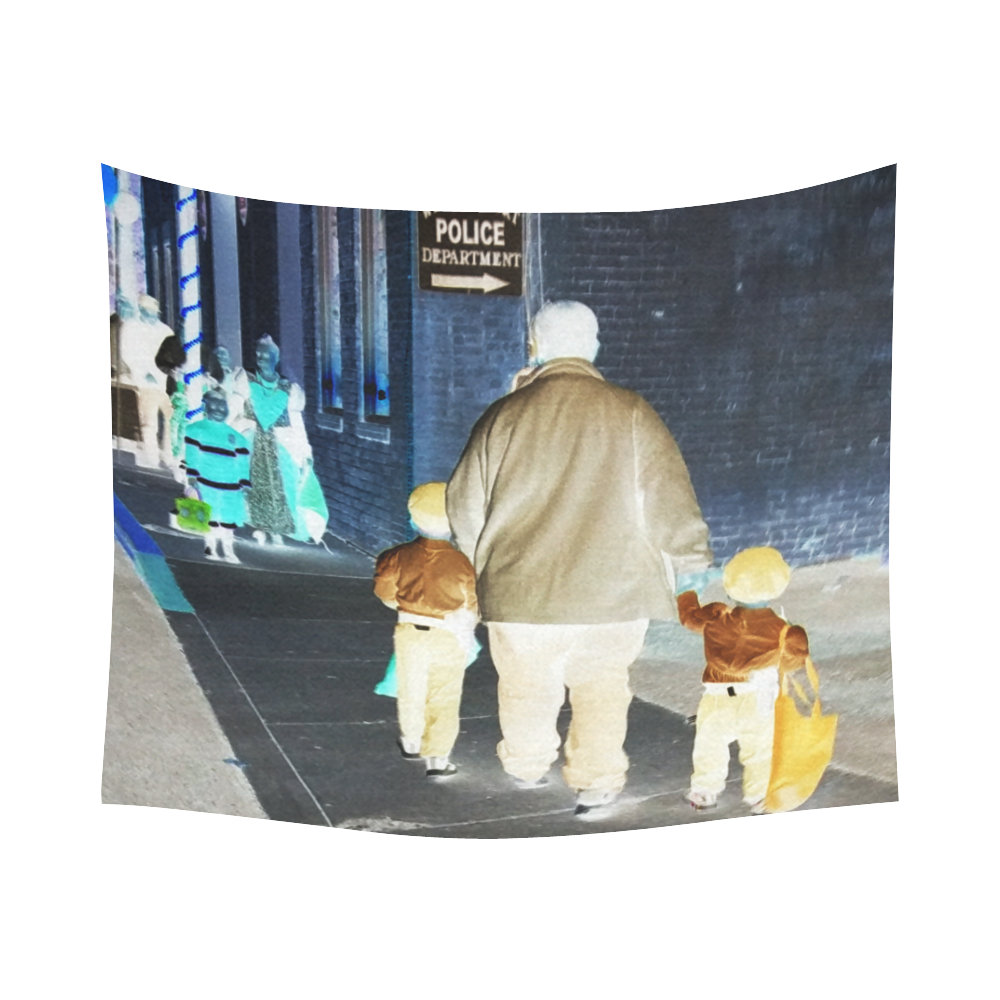 Ghosts roaming the street Cotton Linen Wall Tapestry 60"x 51"