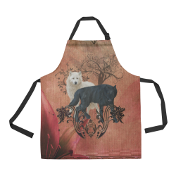 Awesome black and white wolf All Over Print Apron