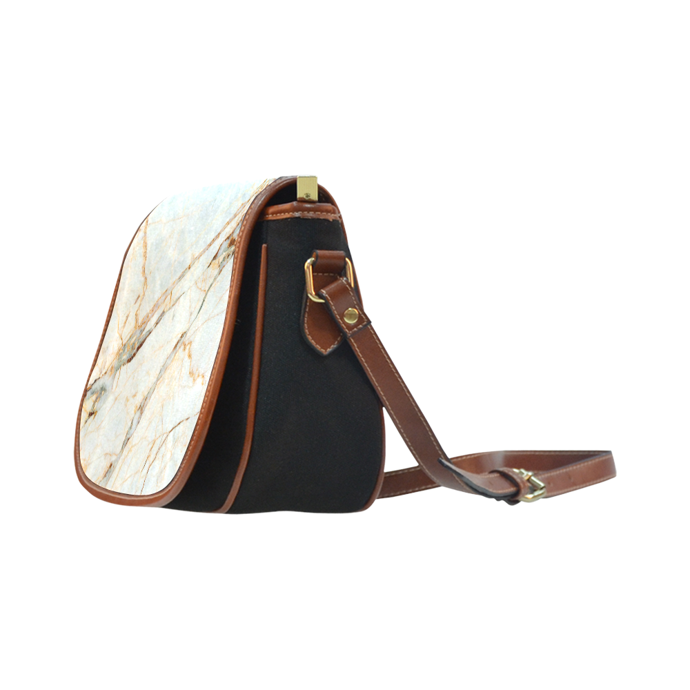 Marble Gold Pattern Saddle Bag/Small (Model 1649)(Flap Customization)