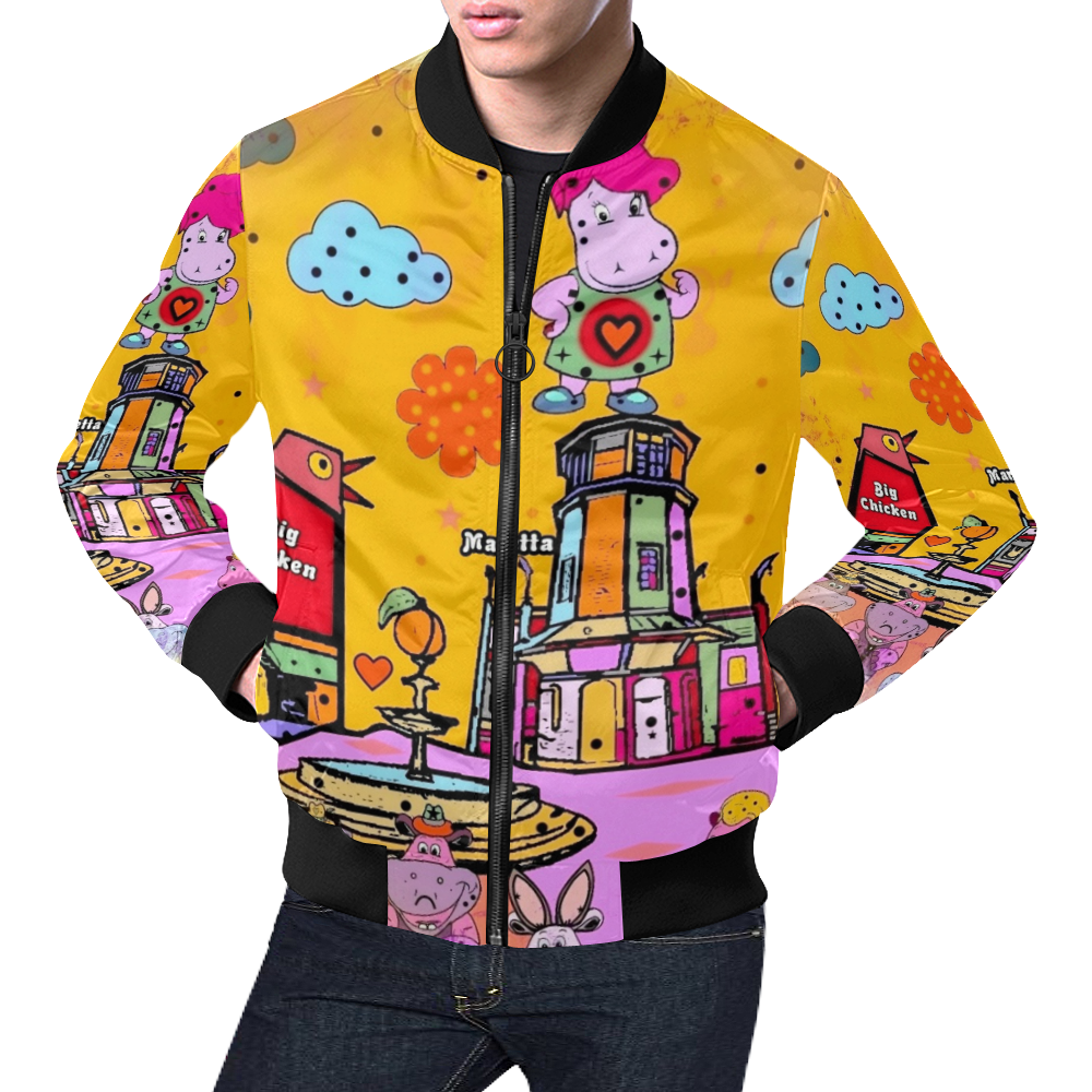Hippos in Marietta by Nico Bielow All Over Print Bomber Jacket for Men (Model H19)