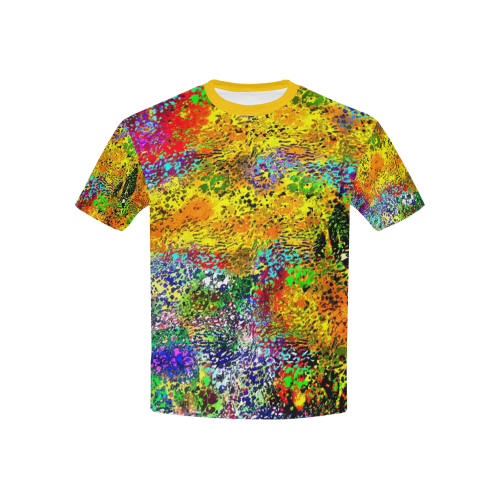 Wild Print Kids' All Over Print T-Shirt with Solid Color Neck (Model T40)
