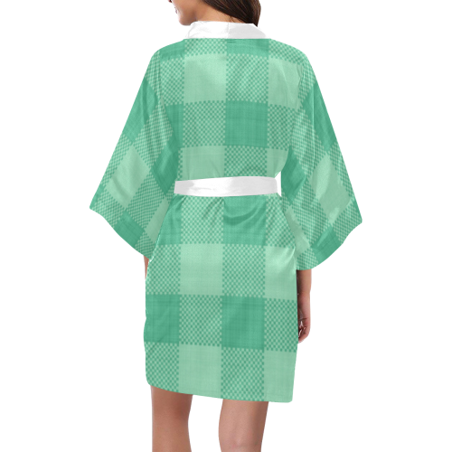 Mint Green Plaid Kimono Robe