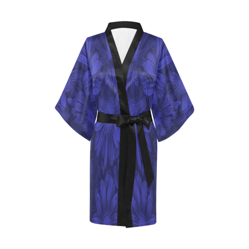 Midnight Blue Floral Kimono Robe