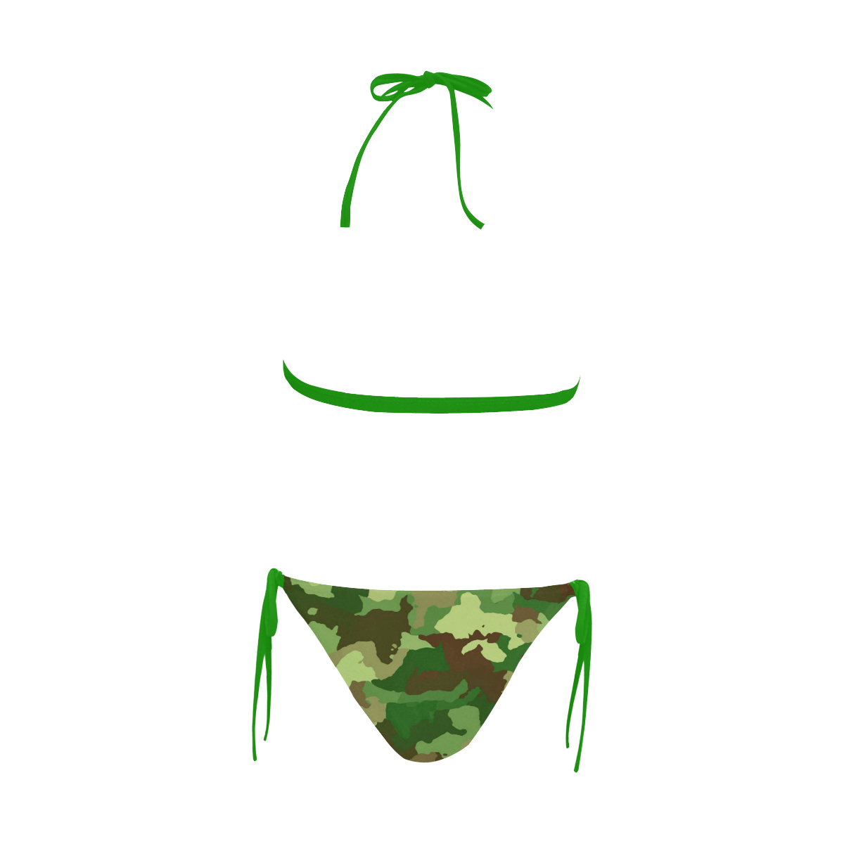 camouflage green Buckle Front Halter Bikini Swimsuit (Model S08)