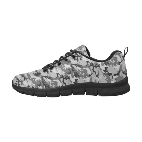 Woodland Urban City Black/Gray Camouflage Women's Breathable Running Shoes/Large (Model 055)