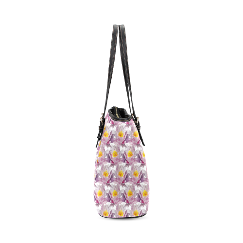 floral tote bag Leather Tote Bag/Large (Model 1640)