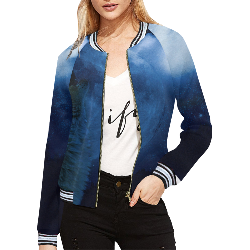 The Howling All Over Print Bomber Jacket for Women (Model H21)