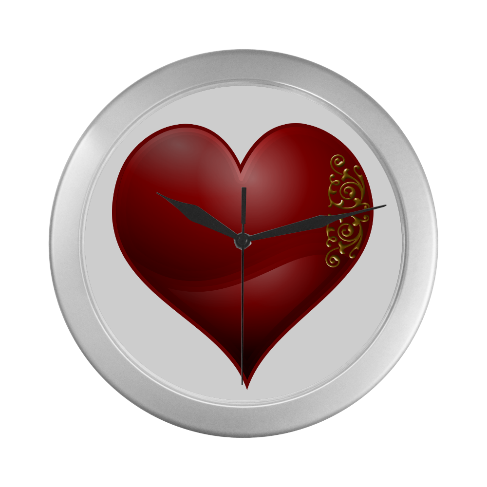 Heart  Las Vegas Symbol Playing Card Shape Silver Color Wall Clock