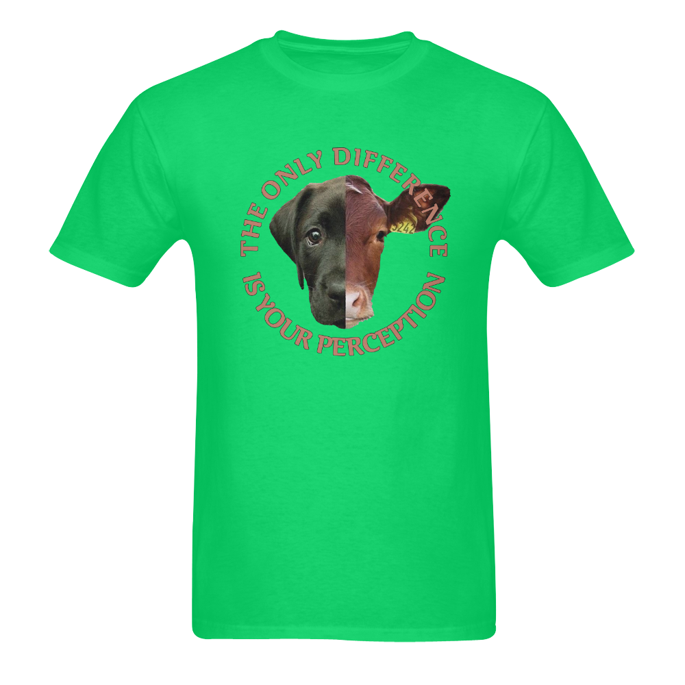 Vegan Cow and Dog Design with Slogan Sunny Men's T- shirt (Model T06)