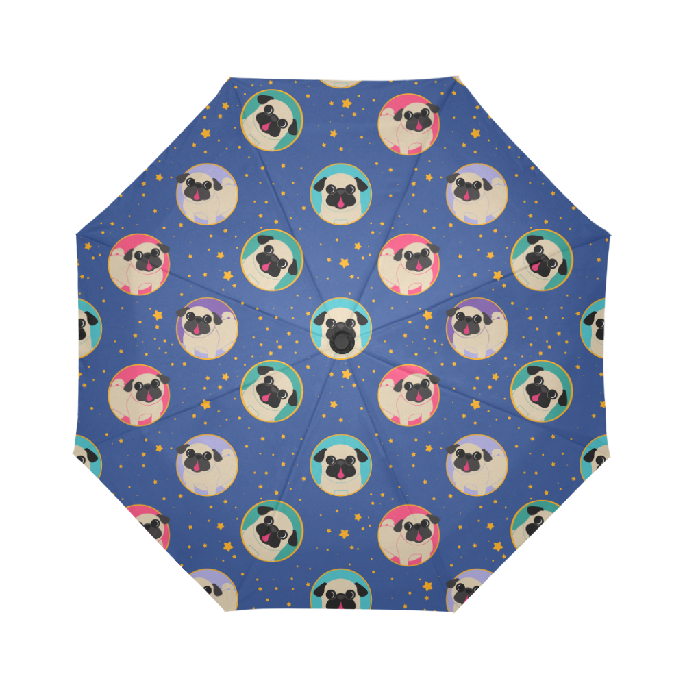 Pugs In Cirlces & Stars Umbrella Auto-Foldable Umbrella (Model U04)