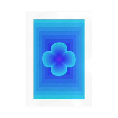 Baby blue flower on baby blue multiple squares Art Print 16‘’x23‘’