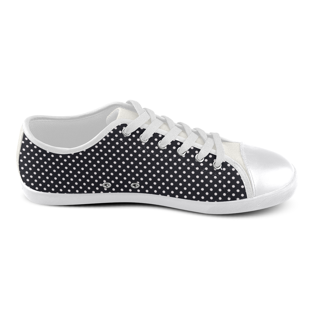 Black polka dots Canvas Shoes for Women/Large Size (Model 016)