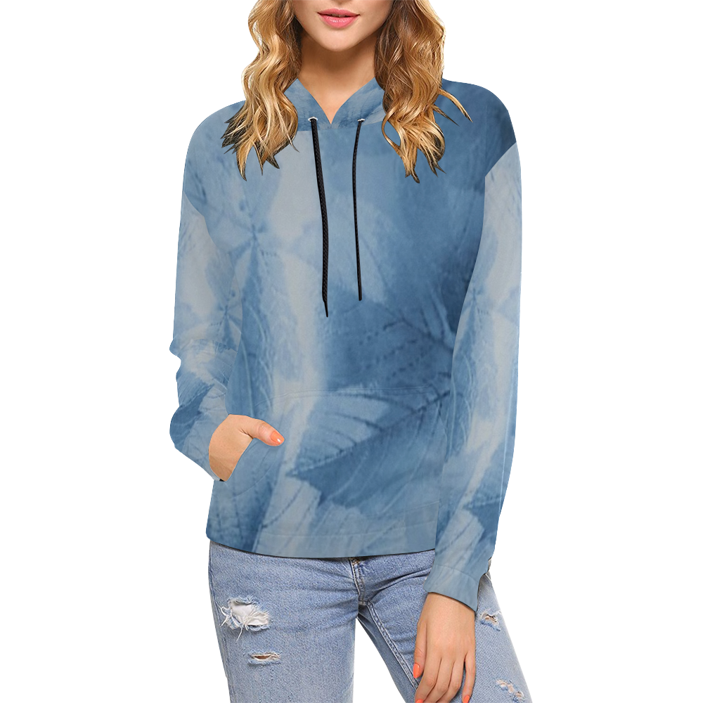 blueleafhoodie All Over Print Hoodie for Women (USA Size) (Model H13)