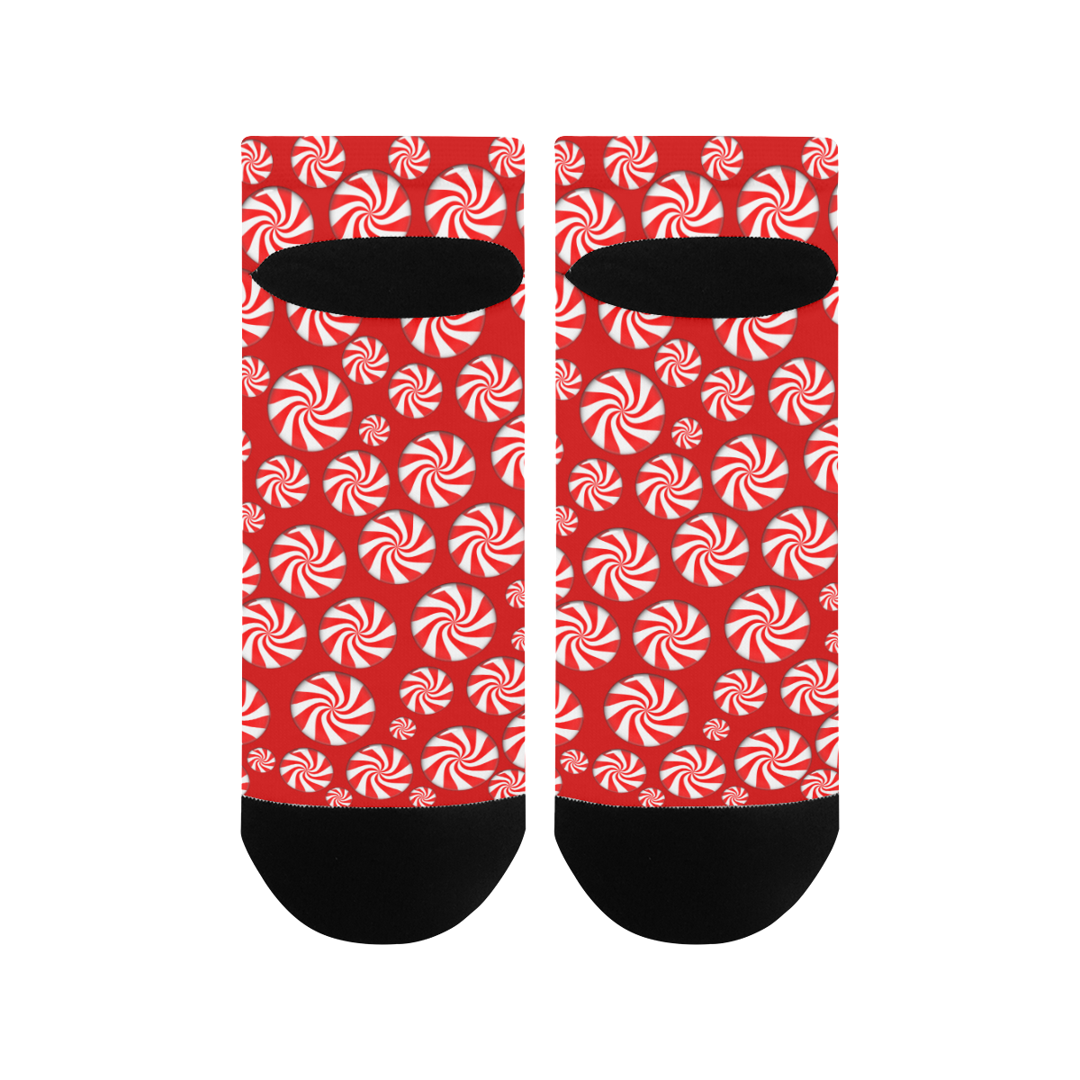 Christmas Peppermint Candy on Red Women's Ankle Socks