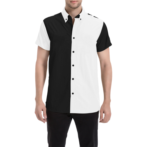 black and white 2 Men's All Over Print Short Sleeve Shirt (Model T53)