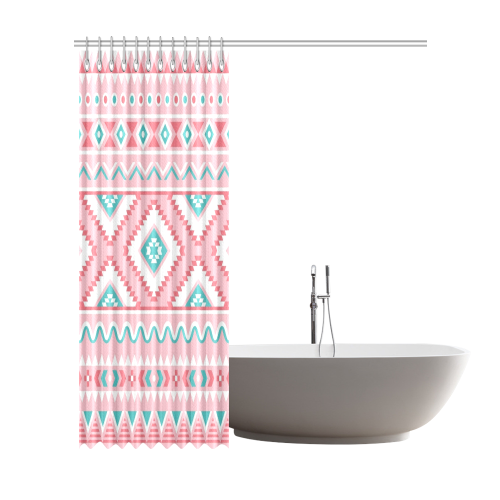 Aztec - Light Pink and green Shower Curtain 72"x84"