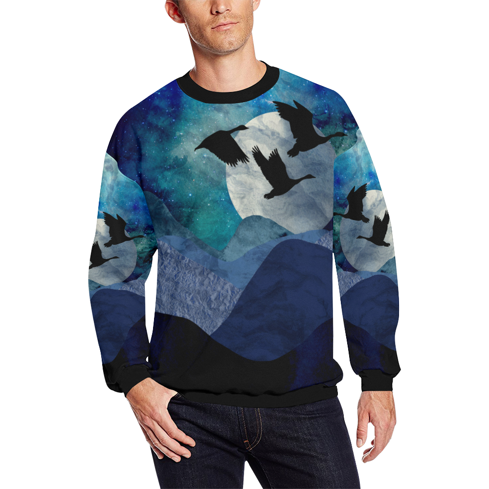 Night In The Mountains All Over Print Crewneck Sweatshirt for Men/Large (Model H18)