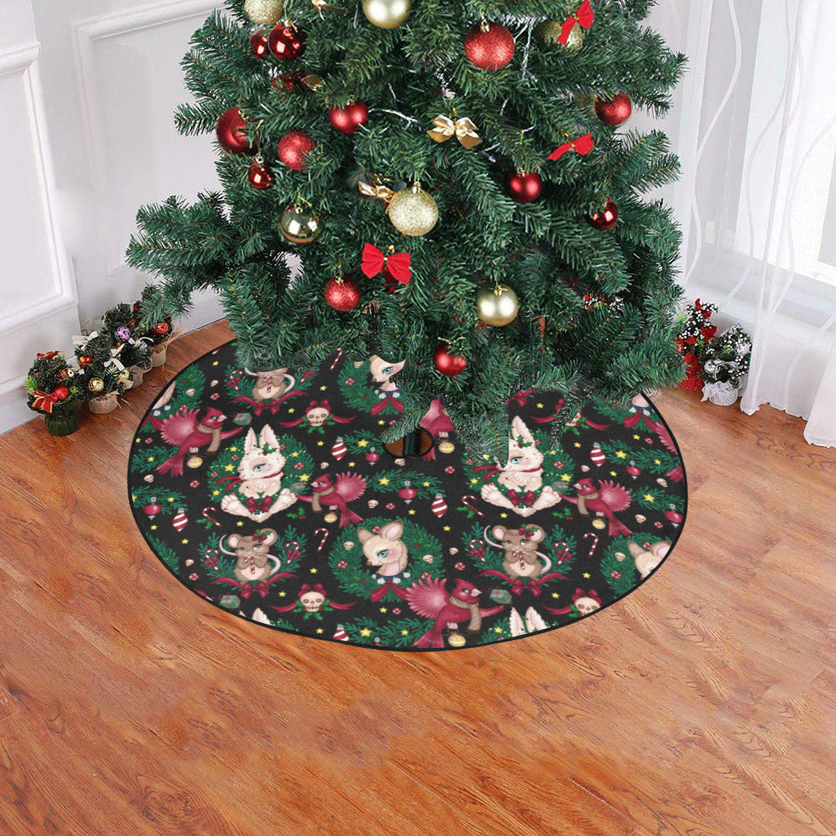 Forest Animal Christmas Tree Skirt Christmas Tree Skirt 47" x 47"