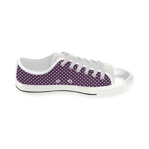 Burgundy polka dots Low Top Canvas Shoes for Kid (Model 018)