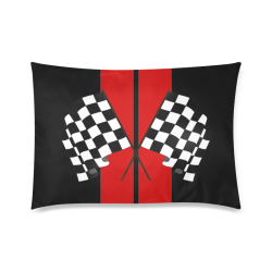 Race Car Stripe, Checkered Flag, Black and Red Custom Zippered Pillow Case 20"x30"(Twin Sides)