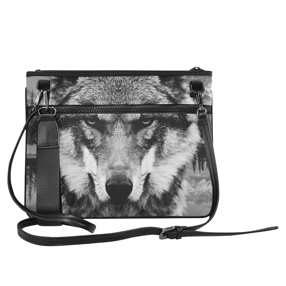 Wolf Animal Nature Slim Clutch Bag (Model 1668)